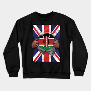 Kenya Flag Great Britain Flag Ripped - Gift for Kenyan From Kenya Crewneck Sweatshirt